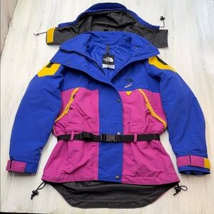 Epic VTG 90s The North Face Gore-Tex Ski Jacket in Blue, Magenta & Yellow Sz L